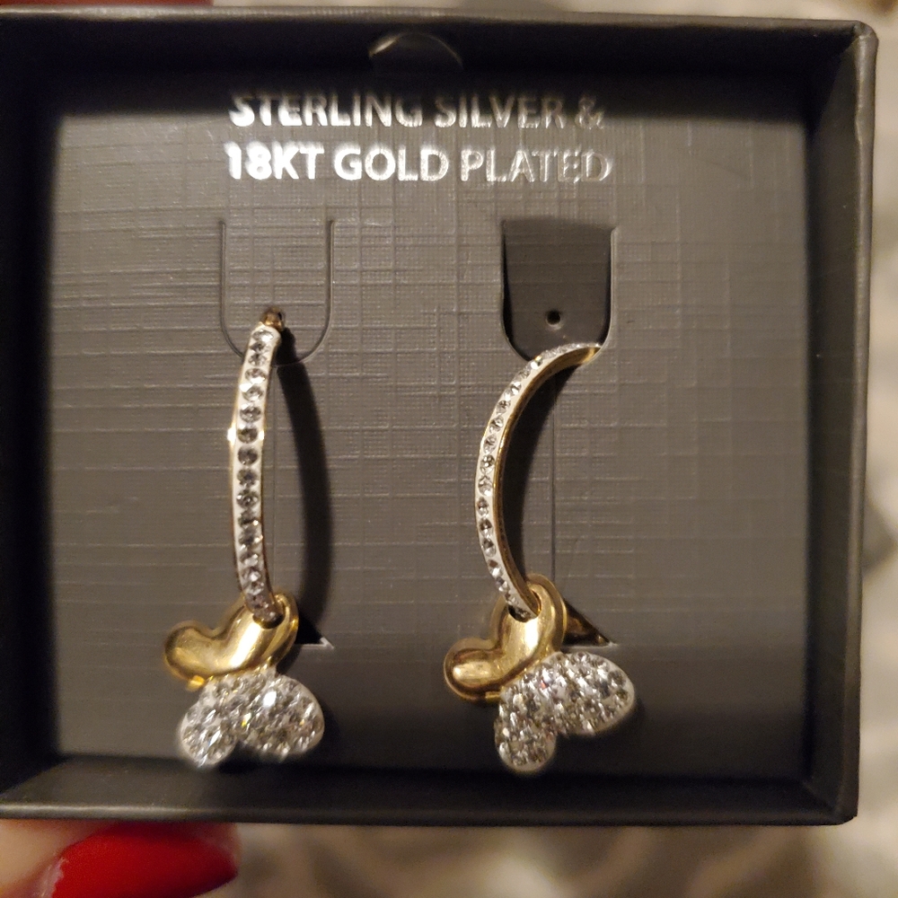 Sterling silver 18kt gold plat butterfly earrings